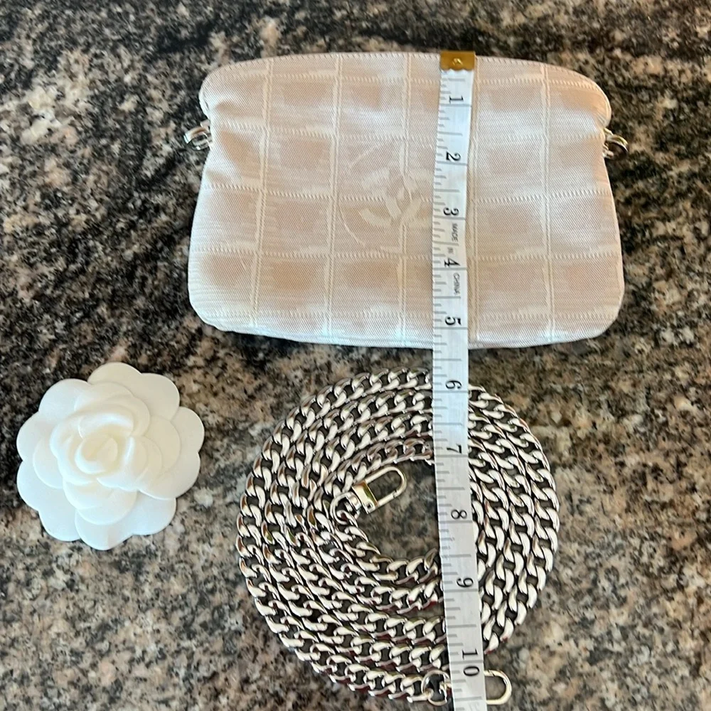 Chanel Tan Canvas and Leather Makeup Pouch